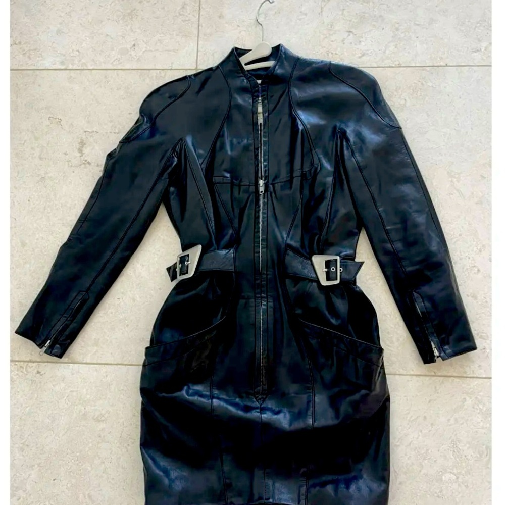 VINTAGE THIERRY MUGLER MINI DRESS LEATHER